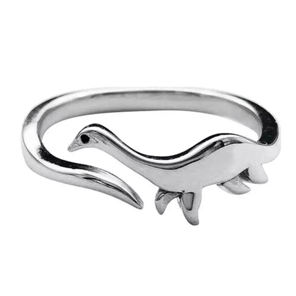 Silver Plesiosaur Dinosaur Chunky Open Ring for Women girls - Picture 7 of 8